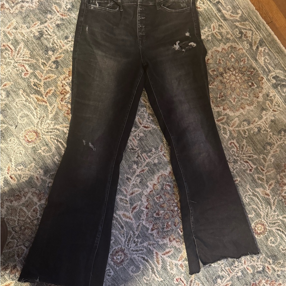Flying Monkey Black Distressed Flare Jeans